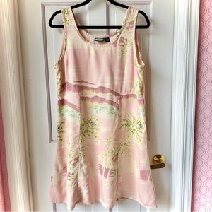 Tommy Bahama Vintage Tropical Pink Sleeveless Silk Dress Size Large